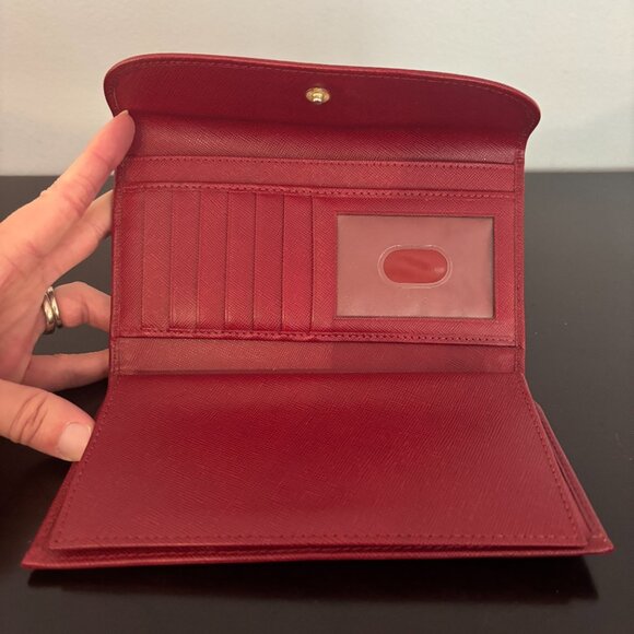 Dooney & Bourke Gretta Black & Red Signature Continental Checkbook Wallet - Picture 7 of 9